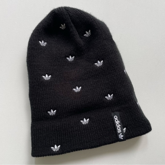 SOLD - Adidas Originals Allover Print Embroidered Beanie Black White - Picture 8 of 8